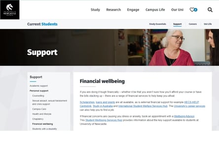 University of Newcastle homepage