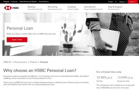 HSBC Loans homepage