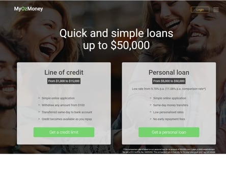 MyOzMoney homepage