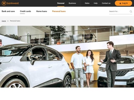 Bankwest Loans homepage