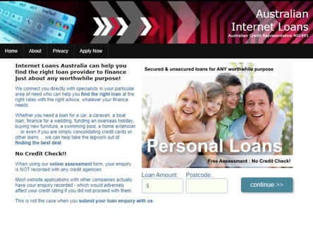 Australian Internet Loans homepage
